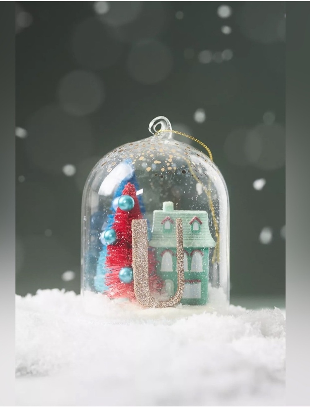 3725. ANTHROPOLOGIE Home For The Holidays Monogram  Ornament Letter U NWT $14